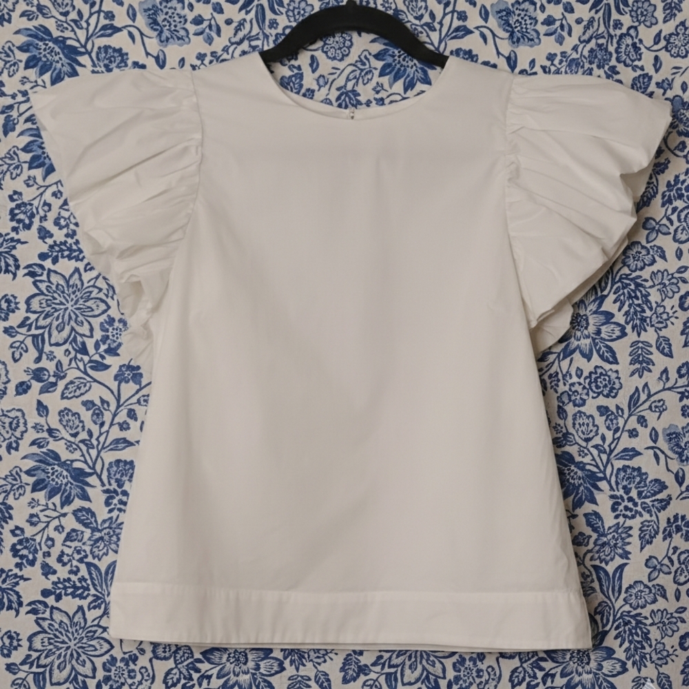 English Factory White Ruffle Sleeve Top